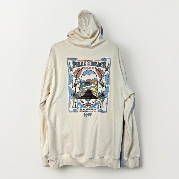 Rip Curl Hoodie XLarge Ivory Pro Bells Beach 2023 Official WSL Surf Gear Coastal - Picture 1 of 10